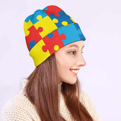 Autism Awareness Pattern Print Beanie