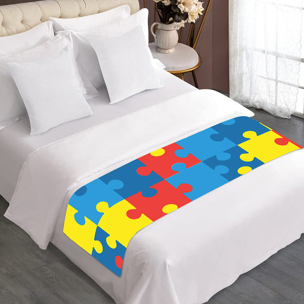 Autism Awareness Pattern Print Bed Runner