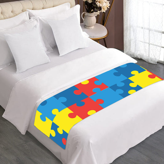 Autism Awareness Pattern Print Bed Runner