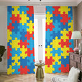 Autism Awareness Pattern Print Dimout Pencil Pleat Curtains
