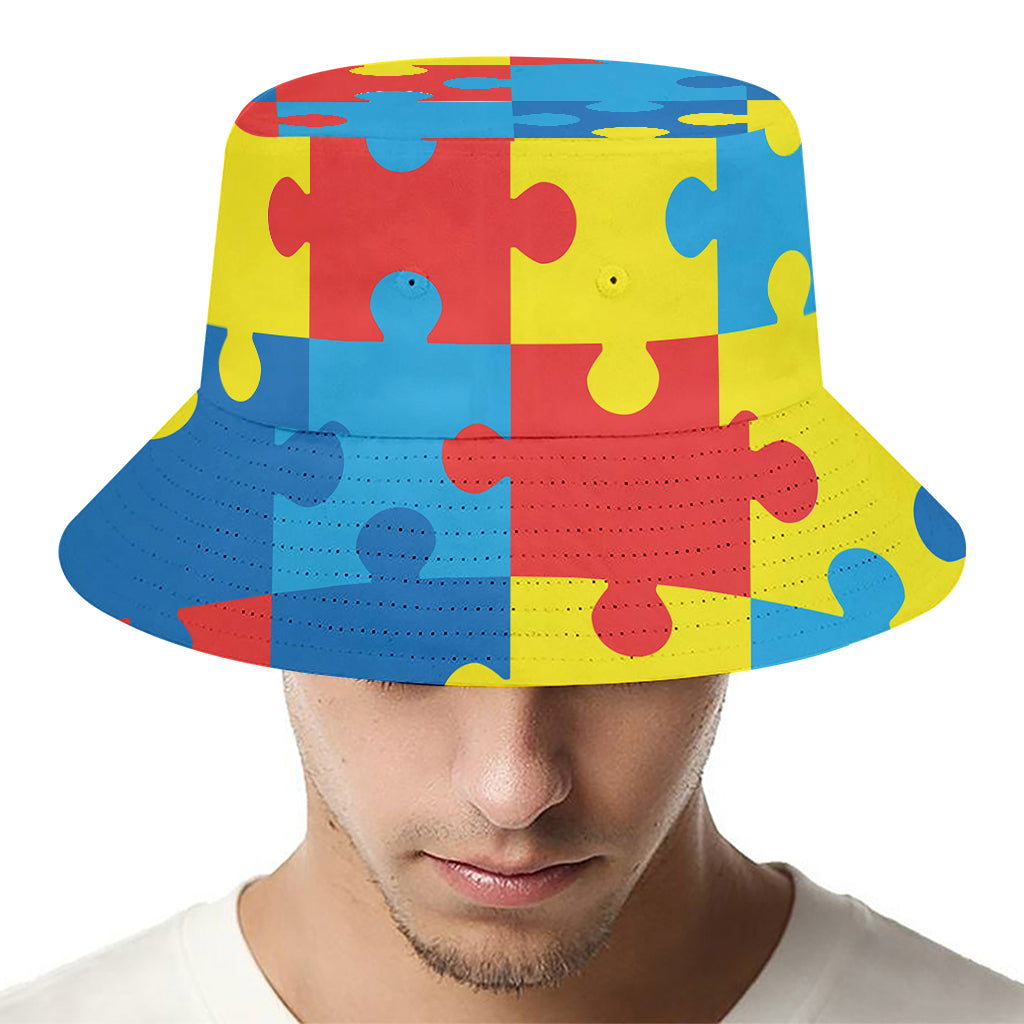 Autism Awareness Pattern Print Bucket Hat