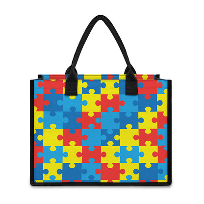 Autism Awareness Pattern Print Canvas Tote Bag