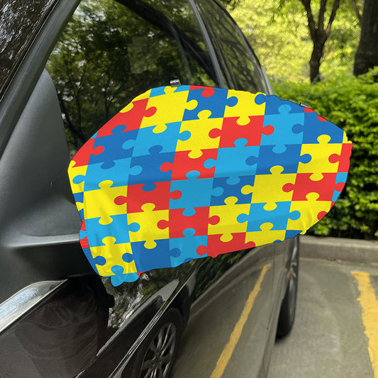 Autism Awareness Pattern Print Car Side Mirror Covers