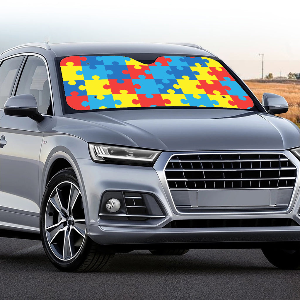 Autism Awareness Pattern Print Car Windshield Sun Shade