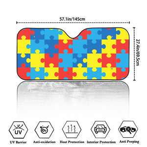 Autism Awareness Pattern Print Car Windshield Sun Shade