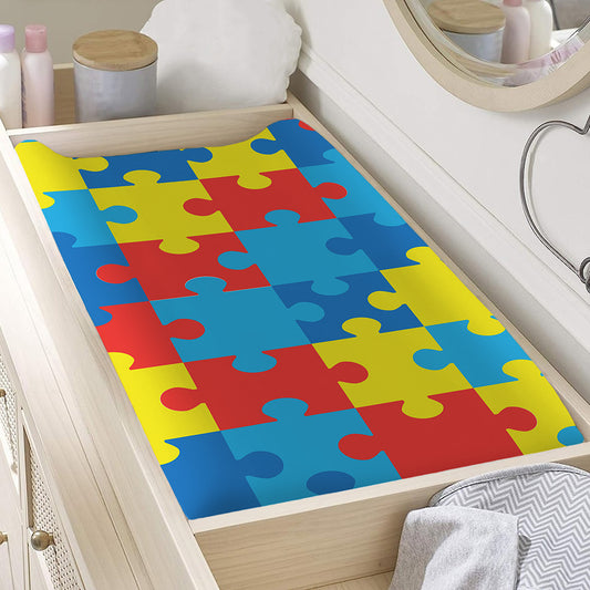Autism Awareness Pattern Print Changing Pad Cover