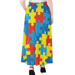 Autism Awareness Pattern Print Chiffon Maxi Skirt