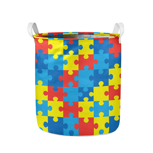 Autism Awareness Pattern Print Collapsible Laundry Basket