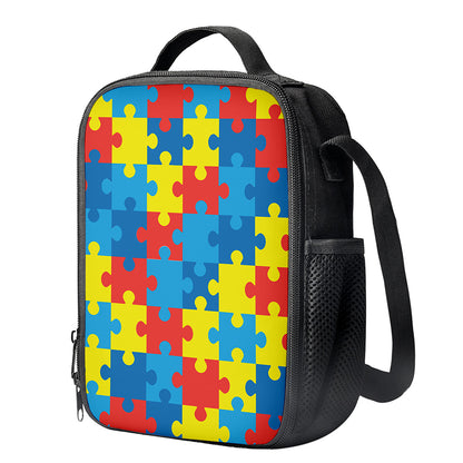 Autism Awareness Pattern Print Crossbody Lunch Bag