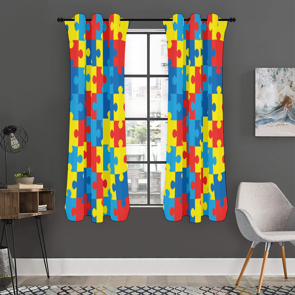 Autism Awareness Pattern Print Curtain