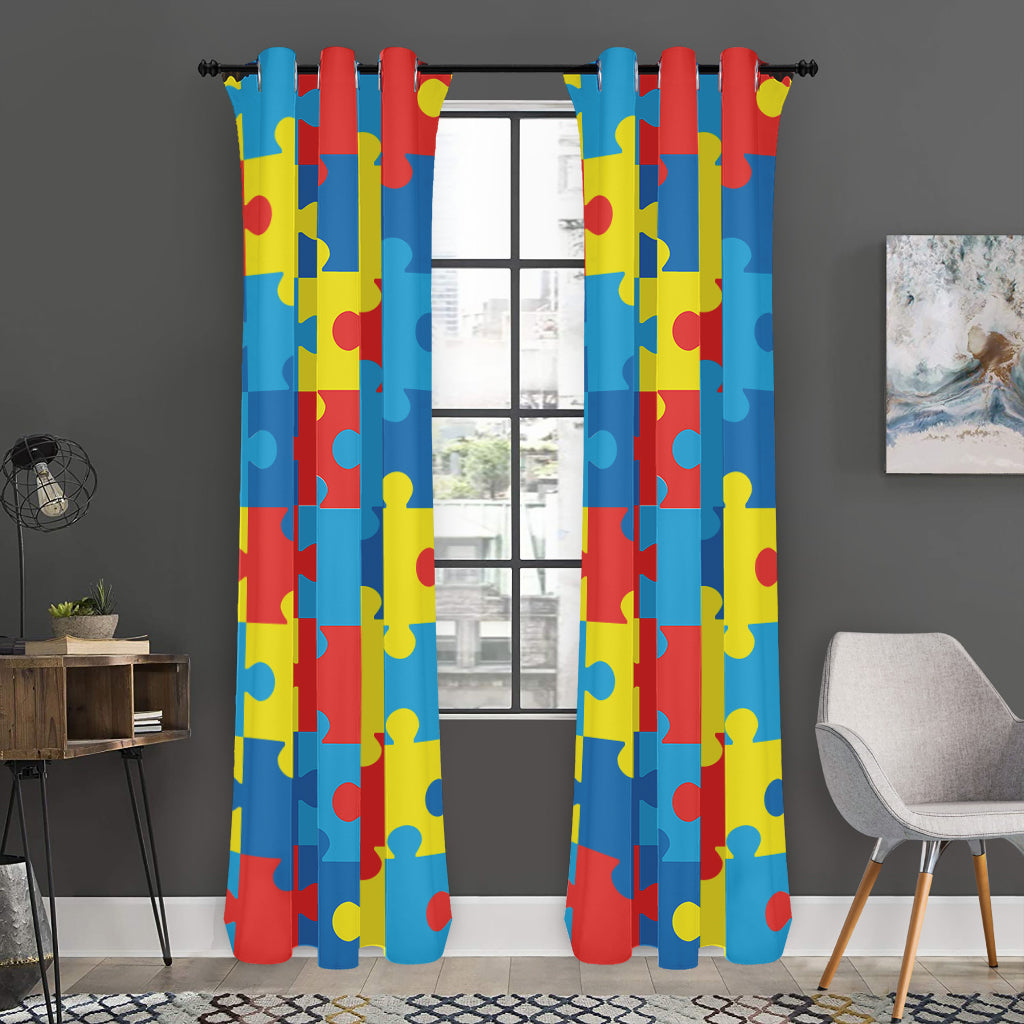 Autism Awareness Pattern Print Curtain
