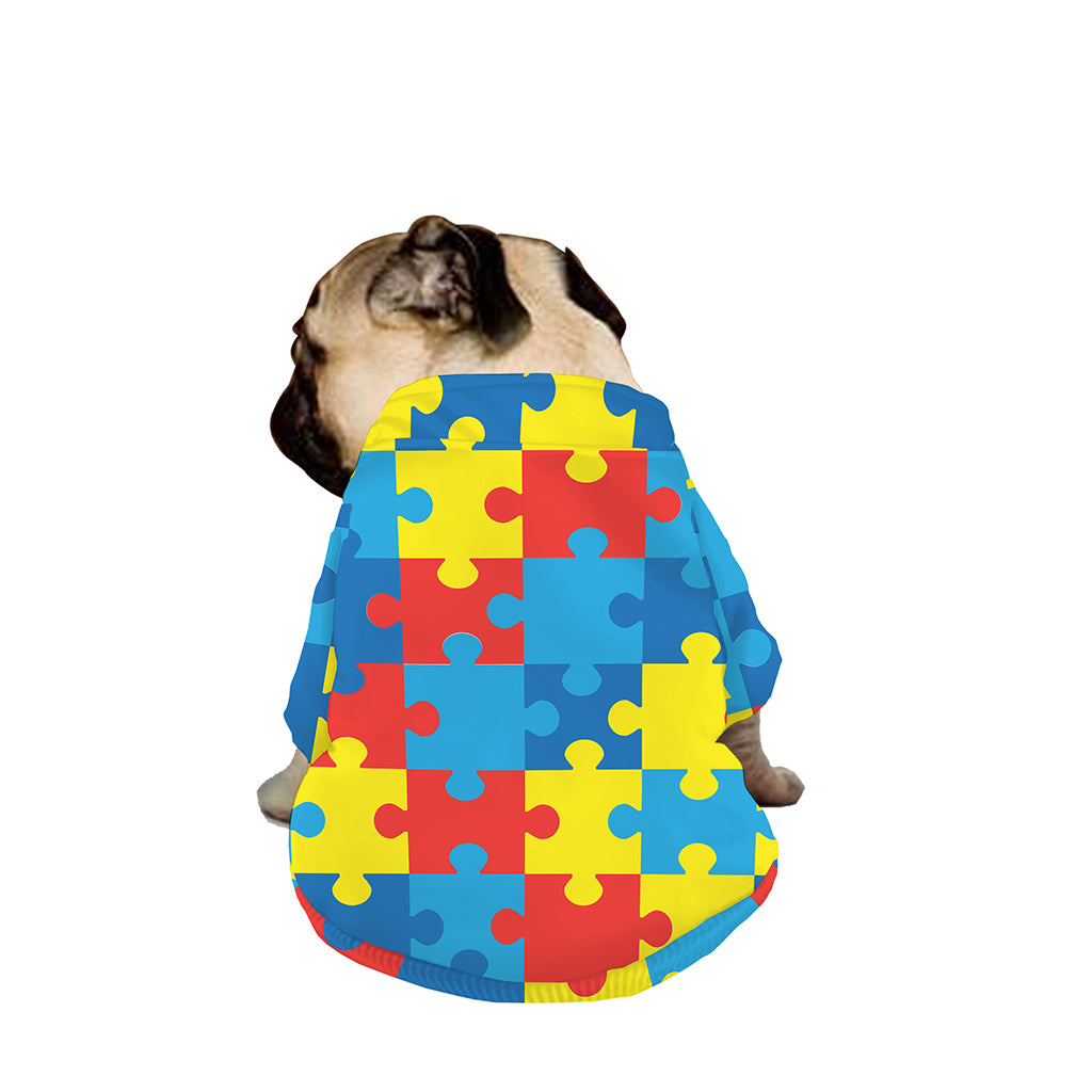Autism Awareness Pattern Print Dog Zip Up Jacket