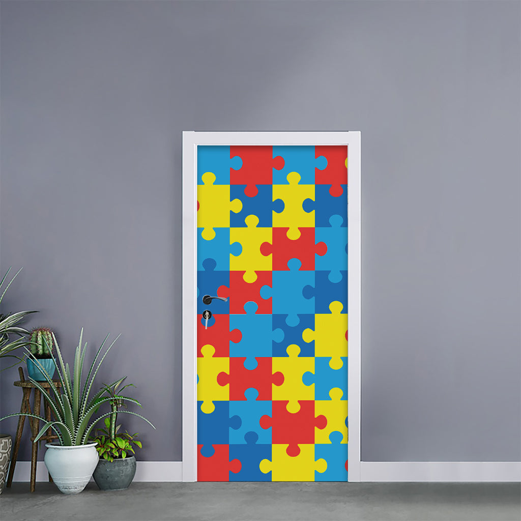 Autism Awareness Pattern Print Door Sticker