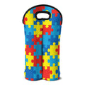 Autism Awareness Pattern Print Double Neoprene Wine Tote
