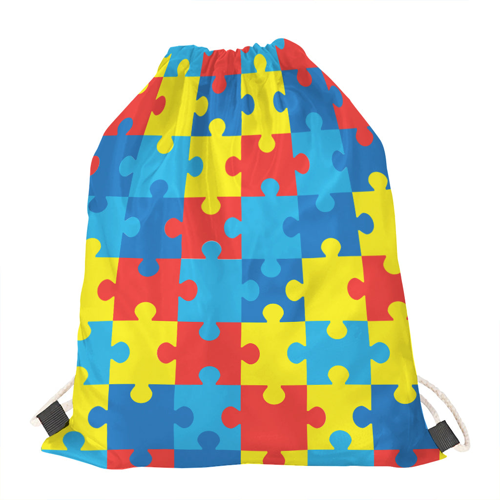 Autism Awareness Pattern Print Drawstring Bag