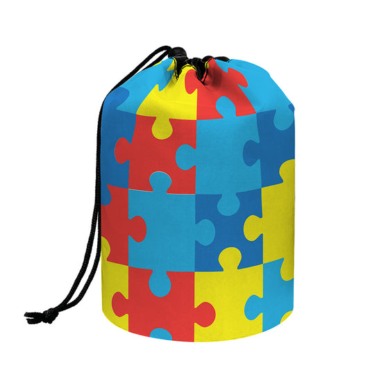 Autism Awareness Pattern Print Drawstring Makeup Bag