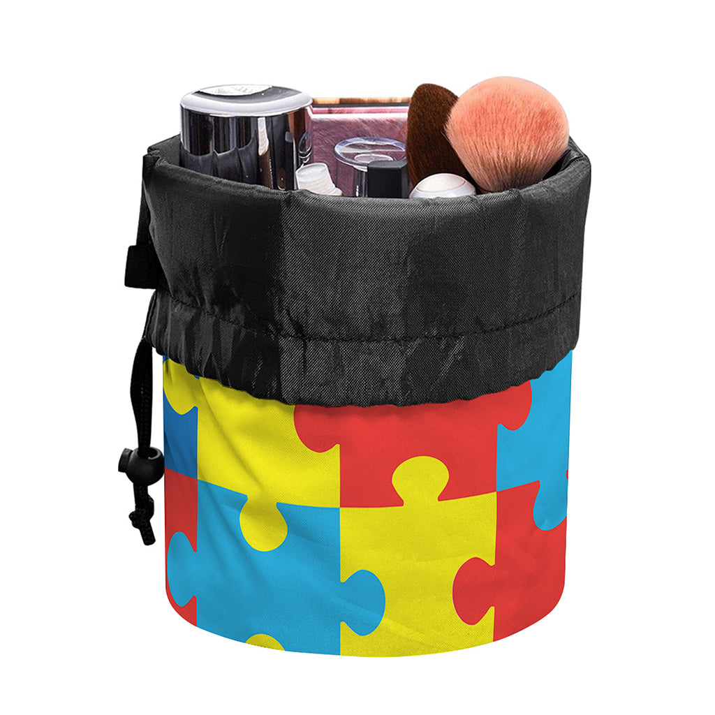 Autism Awareness Pattern Print Drawstring Makeup Bag