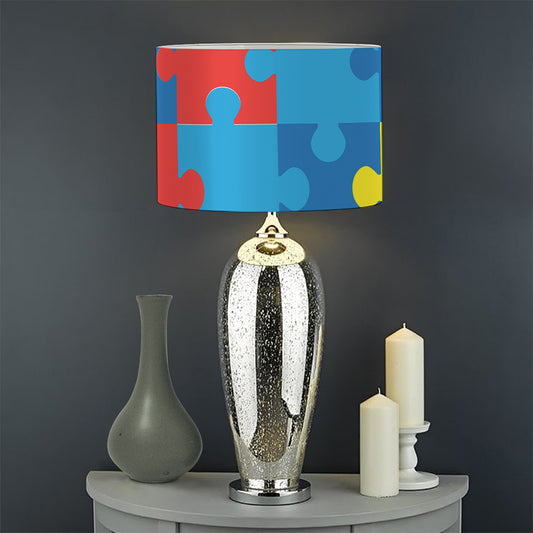 Autism Awareness Pattern Print Drum Lamp Shade