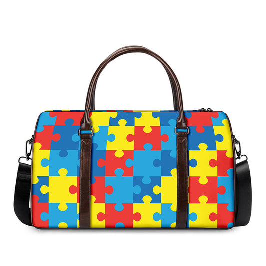 Autism Awareness Pattern Print Duffle Bag