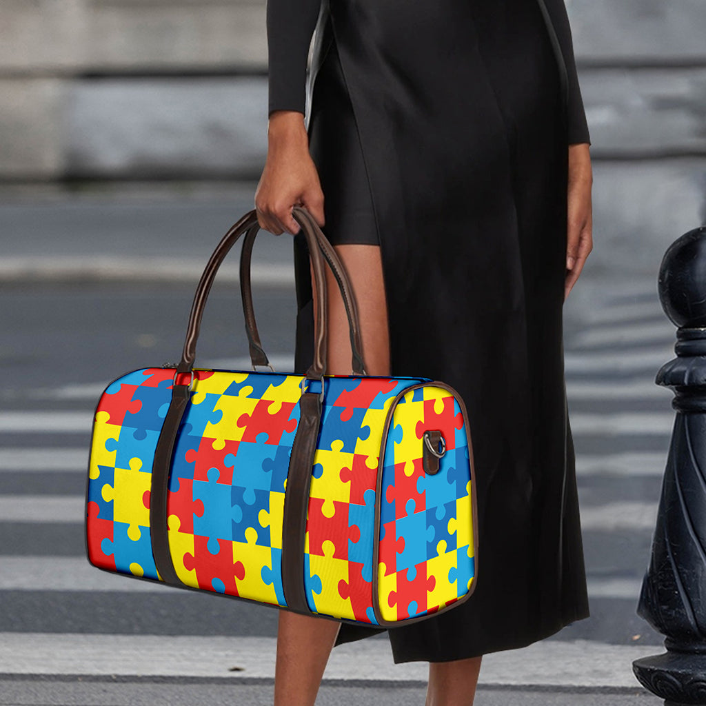Autism Awareness Pattern Print Duffle Bag