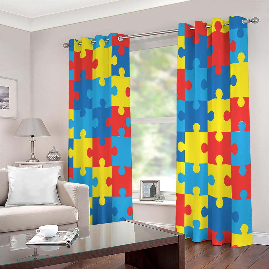 Autism Awareness Pattern Print Extra Wide Grommet Curtains