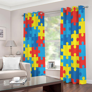 Autism Awareness Pattern Print Extra Wide Grommet Curtains