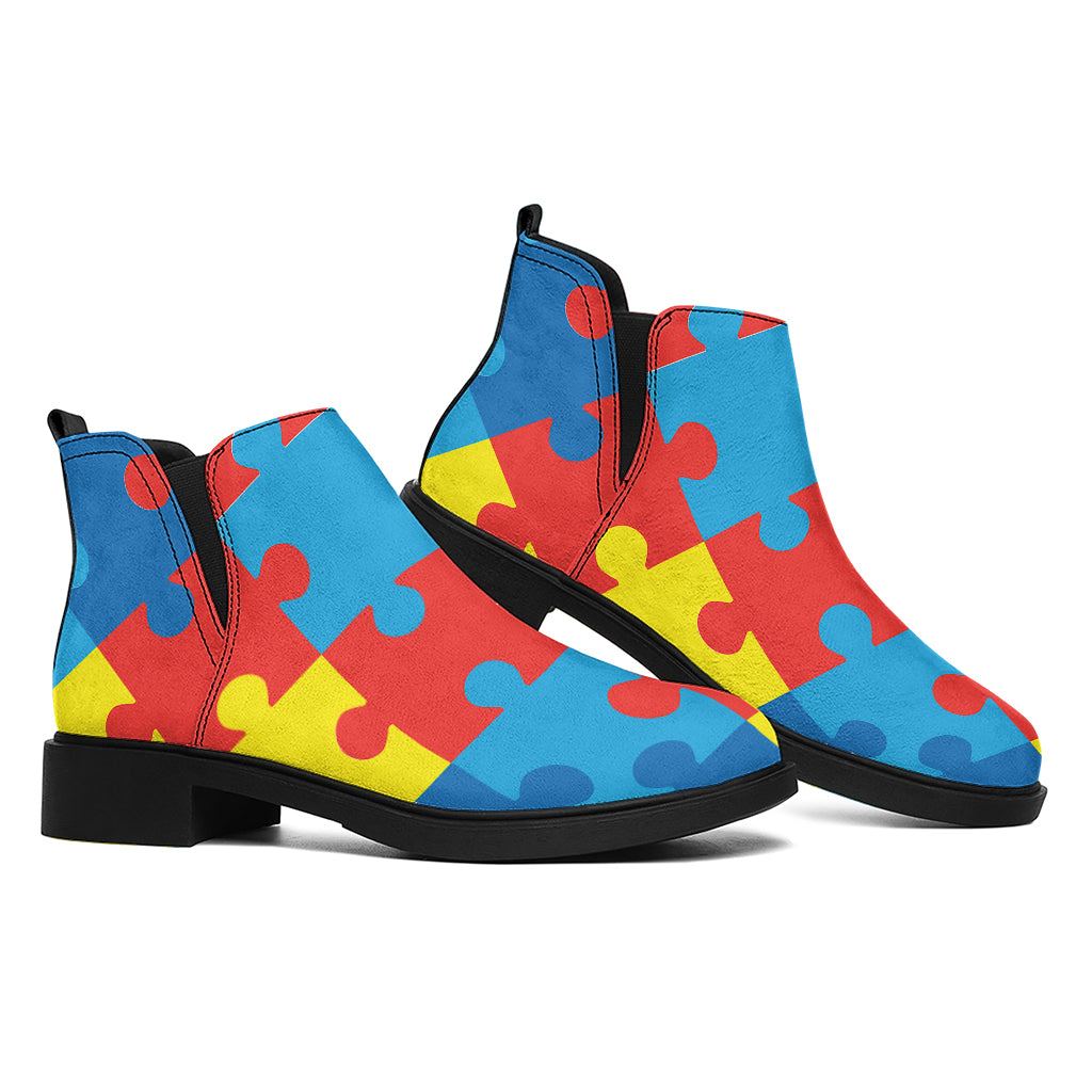 Autism Awareness Pattern Print Flat Ankle Boots