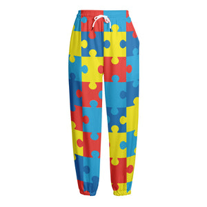 Autism Awareness Pattern Print Fleece Lined Knit Pants