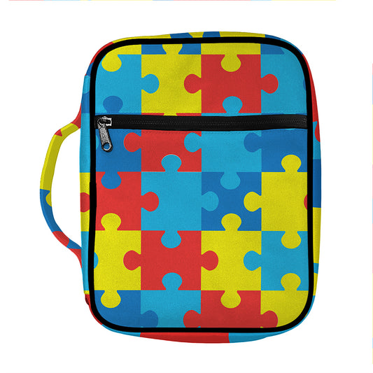 Autism Awareness Pattern Print Front Pocket Bible Bag