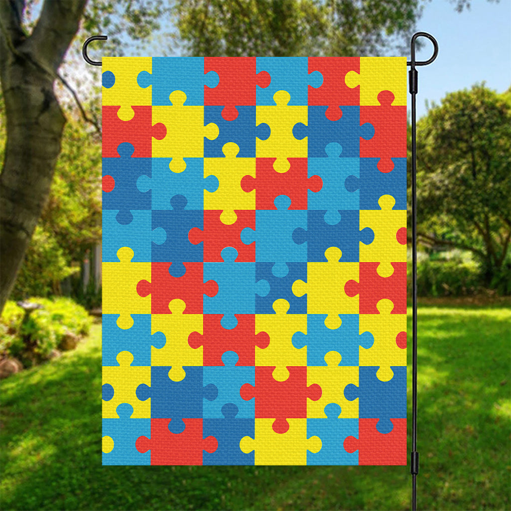 Autism Awareness Pattern Print Garden Flag