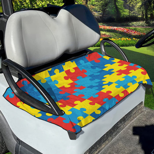 Autism Awareness Pattern Print Golf Cart Seat Cover