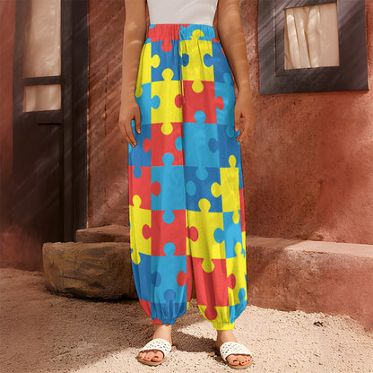 Autism Awareness Pattern Print Harem Pants