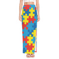 Autism Awareness Pattern Print High Slit Maxi Skirt