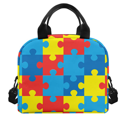 Autism Awareness Pattern Print Insulated Lunch Bag