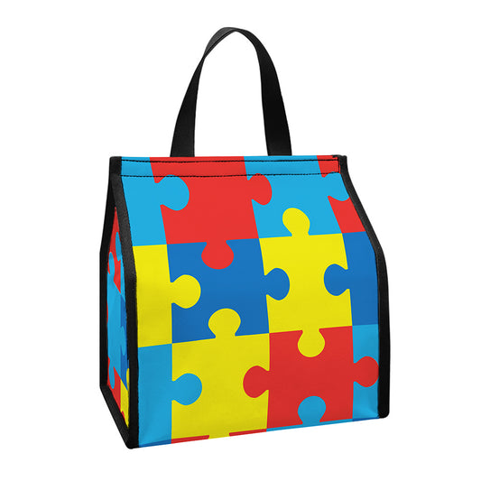 Autism Awareness Pattern Print Insulated Lunch Tote