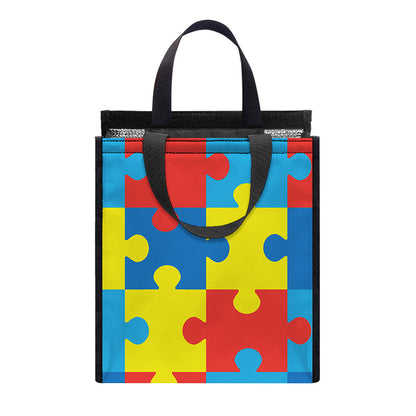 Autism Awareness Pattern Print Insulated Lunch Tote