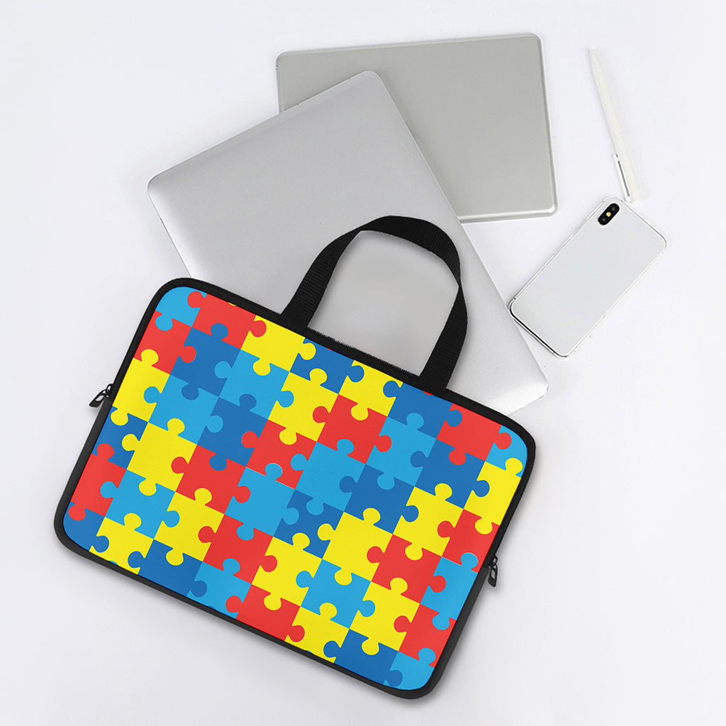 Autism Awareness Pattern Print Laptop Sleeve With Handle