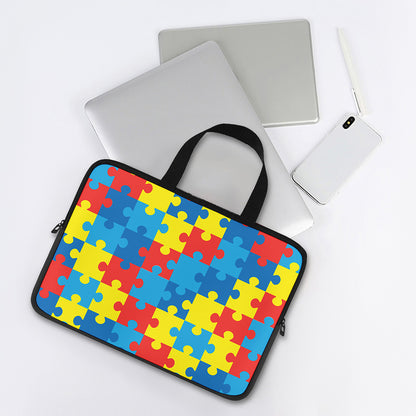 Autism Awareness Pattern Print Laptop Sleeve With Handle