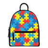 Autism Awareness Pattern Print Leather Backpack