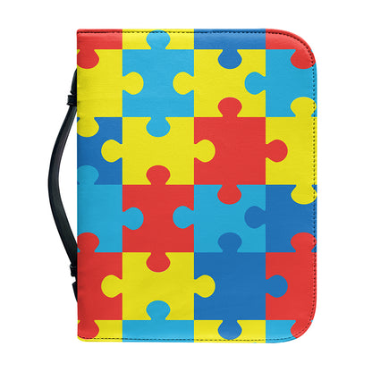 Autism Awareness Pattern Print Leather Bible Cover