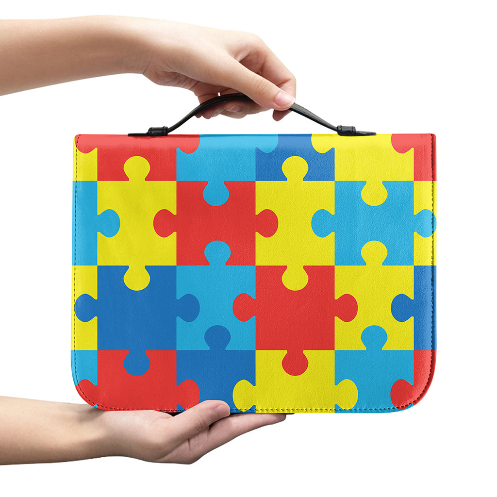 Autism Awareness Pattern Print Leather Bible Cover