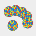 Autism Awareness Pattern Print Leather Coaster Set