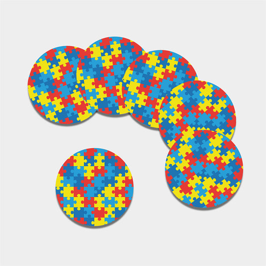 Autism Awareness Pattern Print Leather Coaster Set