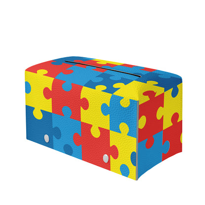Autism Awareness Pattern Print Leather Tissue Box Cover