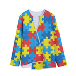 Autism Awareness Pattern Print Long Sleeve Short Coat