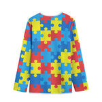 Autism Awareness Pattern Print Long Sleeve Short Coat