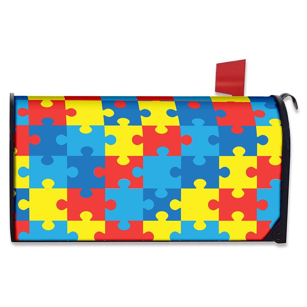 Autism Awareness Pattern Print Mailbox Cover