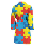 Autism Awareness Pattern Print Men's Bathrobe