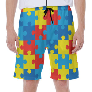 Autism Awareness Pattern Print Men's Beach Shorts