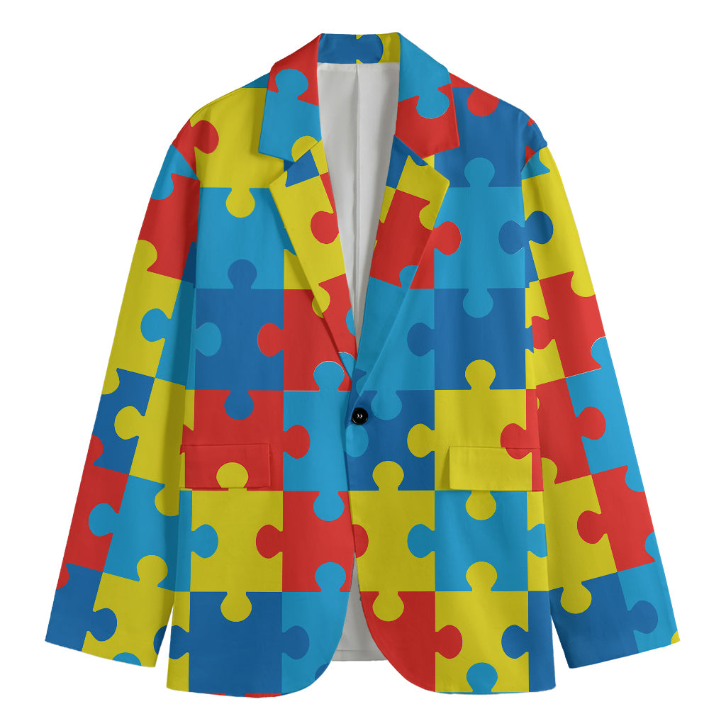 Autism Awareness Pattern Print Men's Blazer